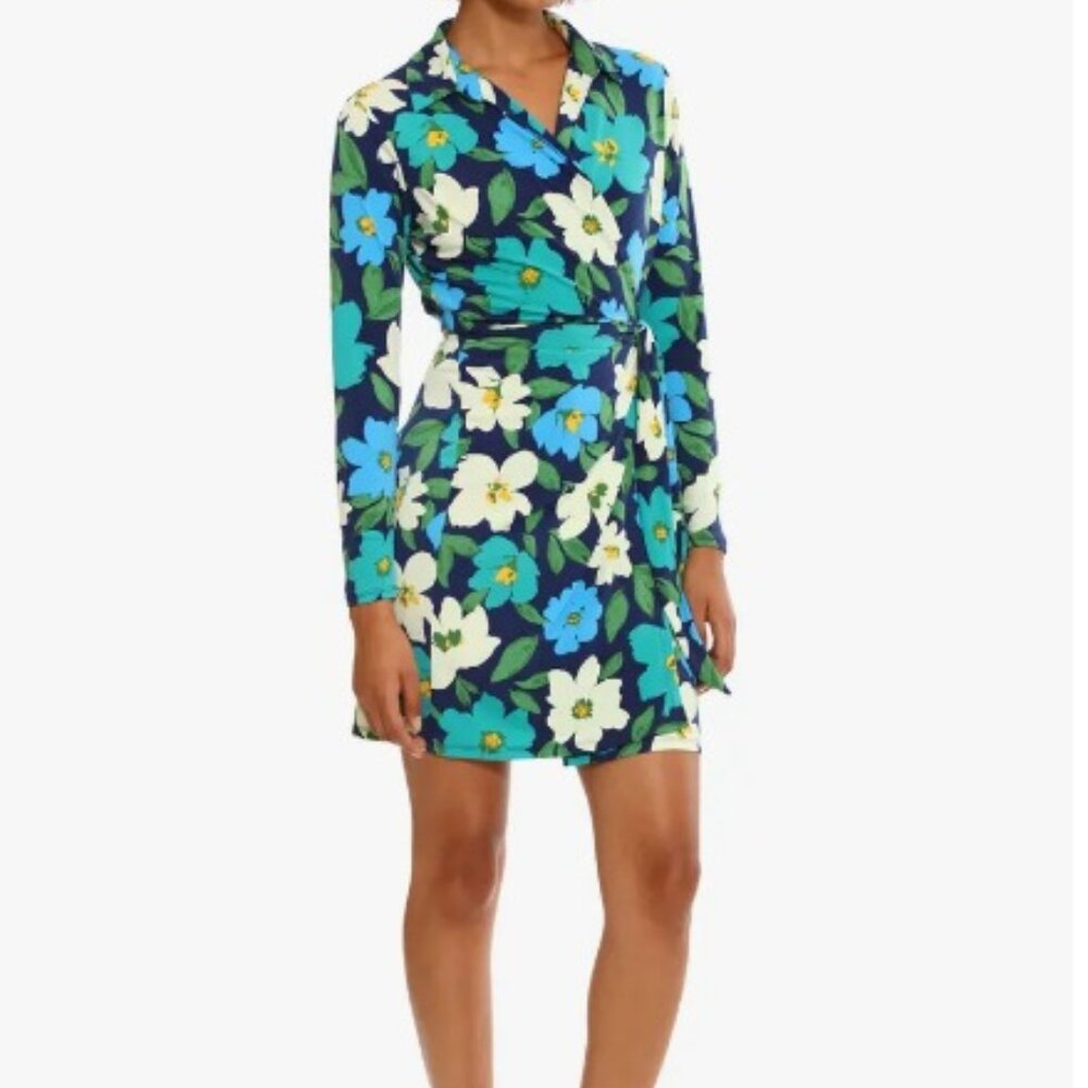 (NWT) Donna Morgan Floral Long Sleeve Matte Jersey Shirtdress (Size 10)